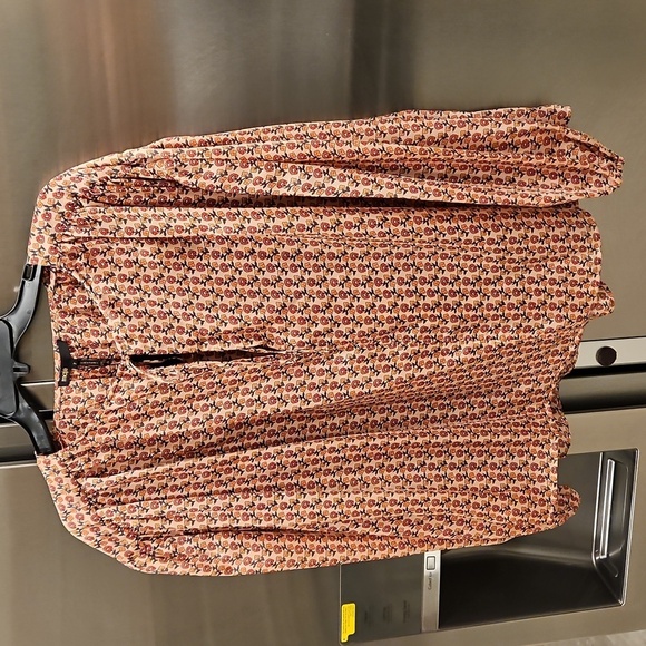 💕MAJE Lolivate Floral-Print Satin Blouse Mini Fleurs Print Size 2 = Medium NWT - Picture 11 of 16